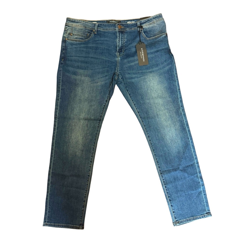Liverpool Kingston Modern Straight Jeans Ethan Wash Blue Denim 40x32 LGS300E2632